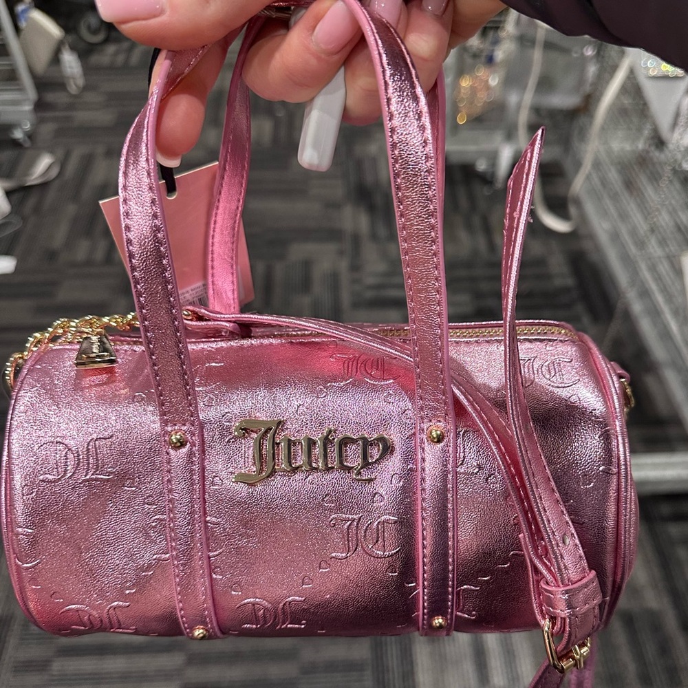 Juicy couture metallic mini barrel purse